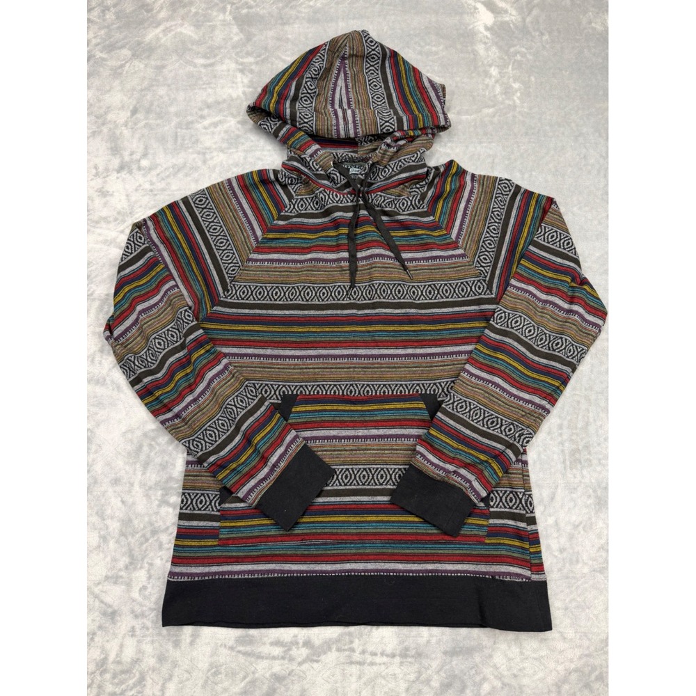Beautiful Giant Womens Multicolor Striped Baja Hoodie Sweatshirt
